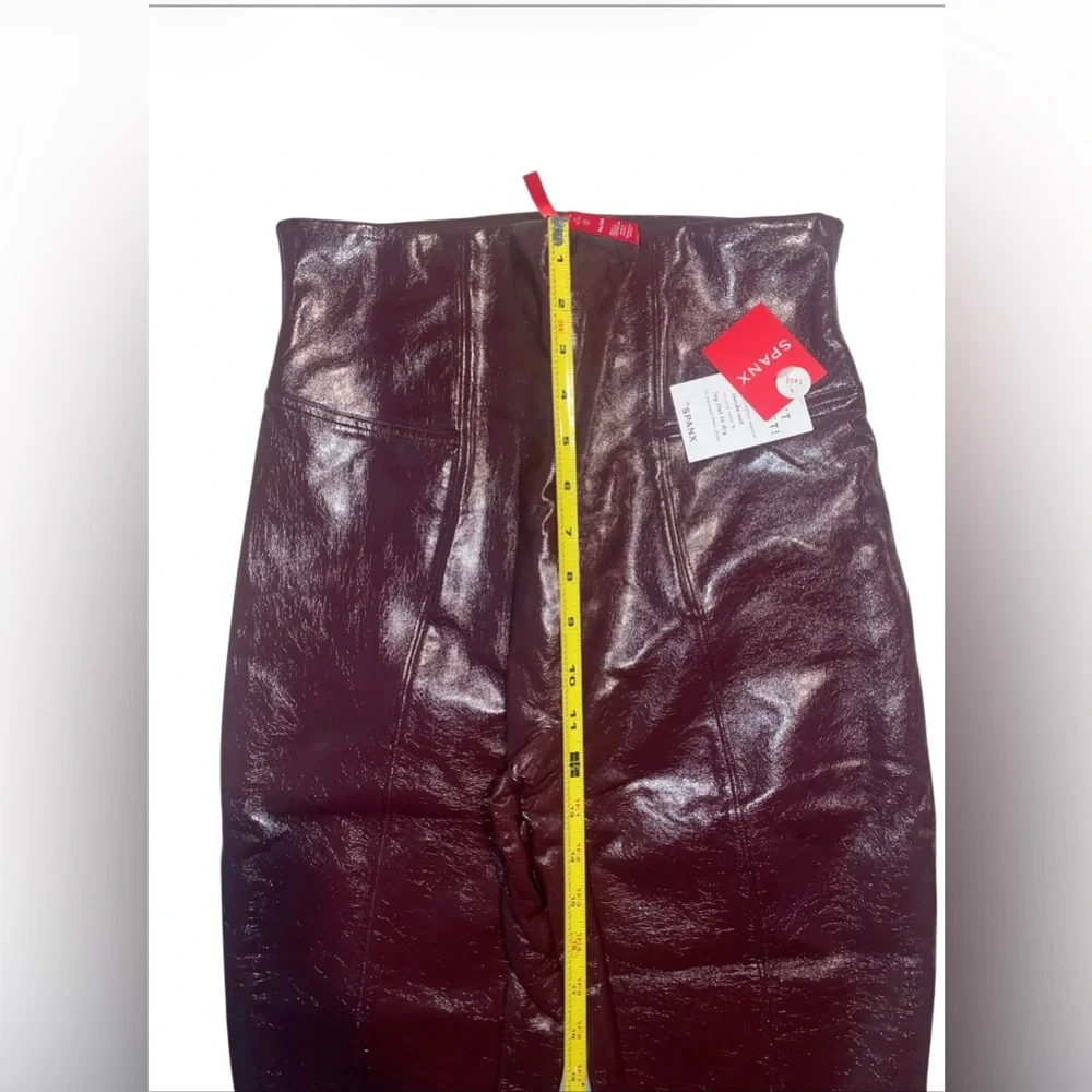 Spanx High-Shine Burgundy Faux Leather Leggings size medium